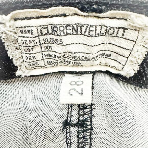 Current/Elliott The Ankle Skinny Matte Black Gunmetal Coated 80s Jeans Size 28 - Picture 7 of 8